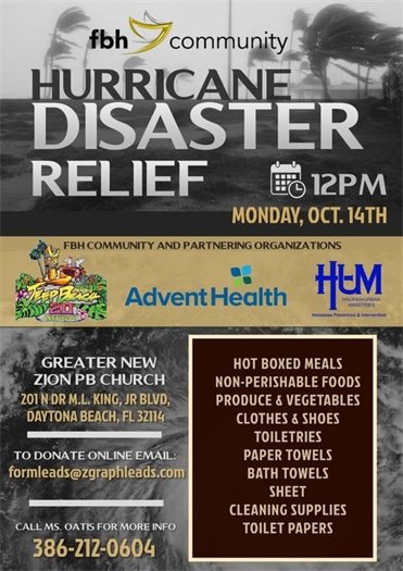 Hurricane Disaster Relief Event - Monday, Oct. 14 at 12 p.m.