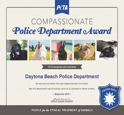 PETA Daytona Beach Police Department Award 488 x 450